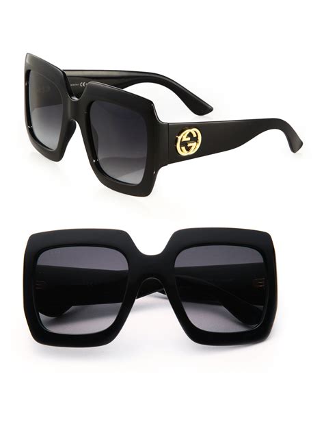 gucci women's 54mm square sunglasses - black|gucci 54mm designer sunglasses.